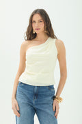 Blusa Assimétrica Sem Manga ACT Feminina Off C/ Light Yellow