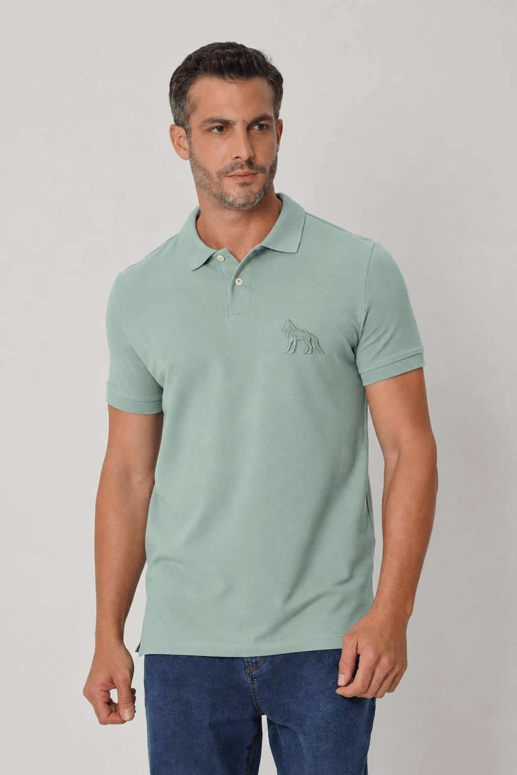 Polo Com Elastano Bordada Masculina Acostamento Verde Cidreira