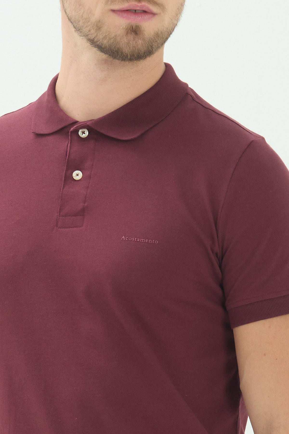 Polo Básica Masculina Acostamento Bordo Malbec