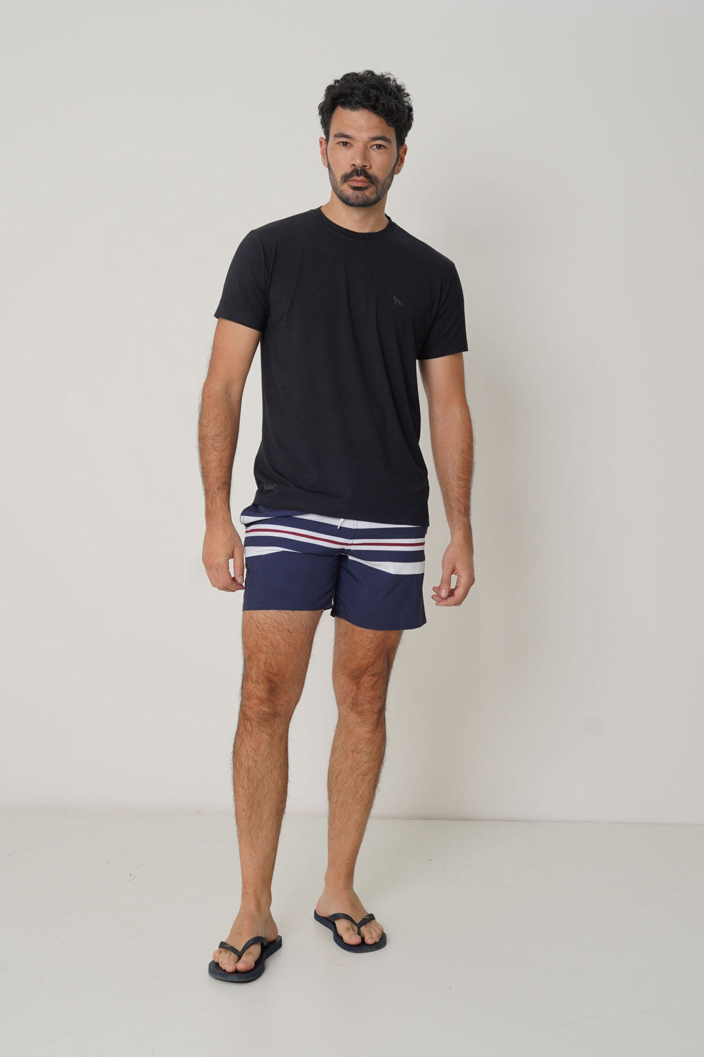 Shorts Lobo Bordado Masculino Acostamento Listras Navy