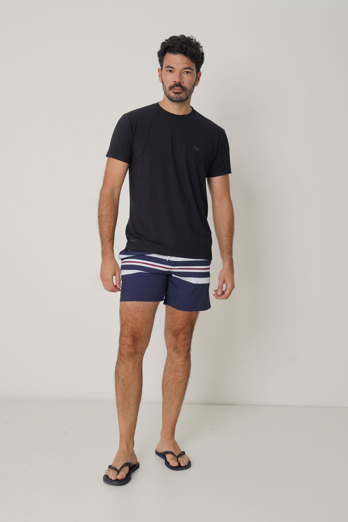 Shorts Lobo Bordado Masculino Acostamento Listras Navy