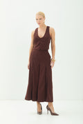 Calça Pantalona Com Pregas ACT Feminina Choco