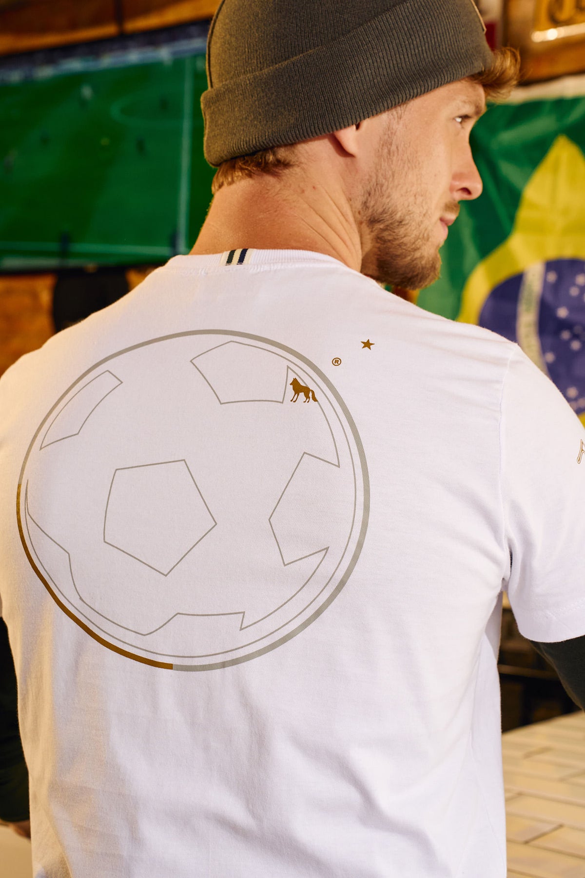 Camiseta Copa Estampa Costas Masculina Acostamento Branco