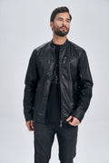 Jaqueta Biker PU Masculina Acostamento Camurca