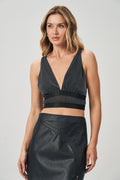 Top Com Decote Alongado Black Feminino Acostamento Preto C/ Prata