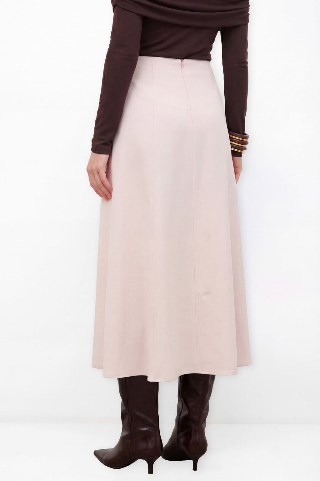 Saia Midi Reta Básica ACT Feminina Dusty Pink