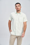 Camisa Manga Curta Cotton Masculina Acostamento Verde Acqua