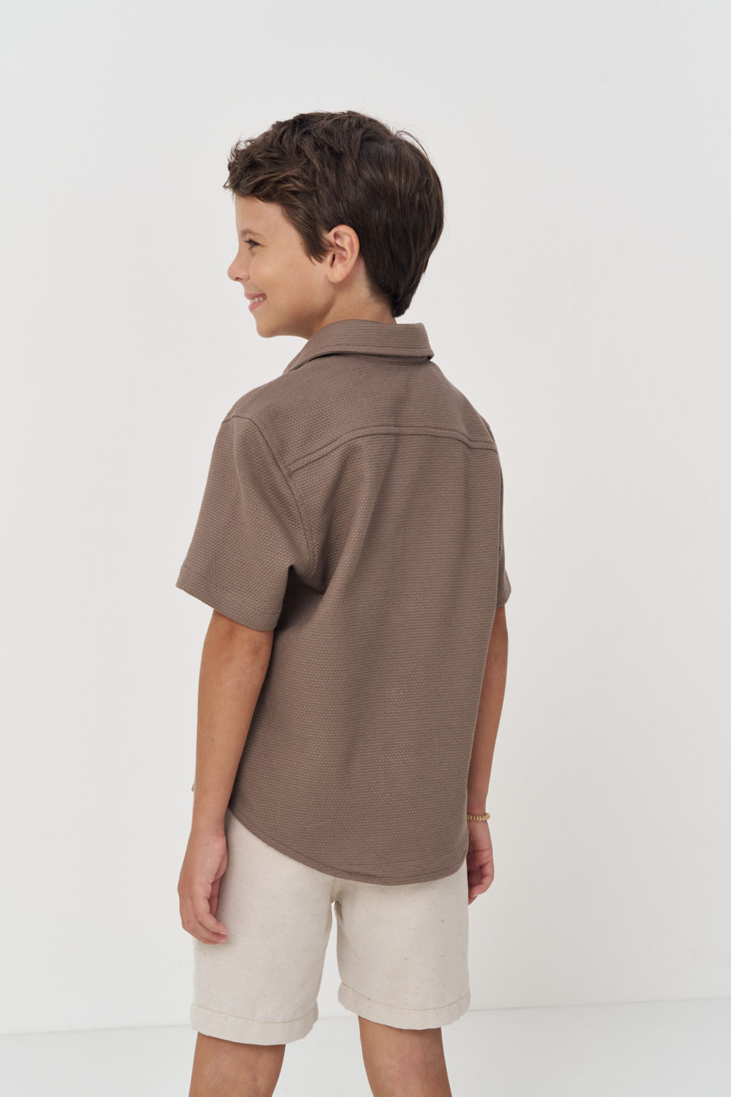 Camisa Manga Curta Menino Acostamento Next Capuccino