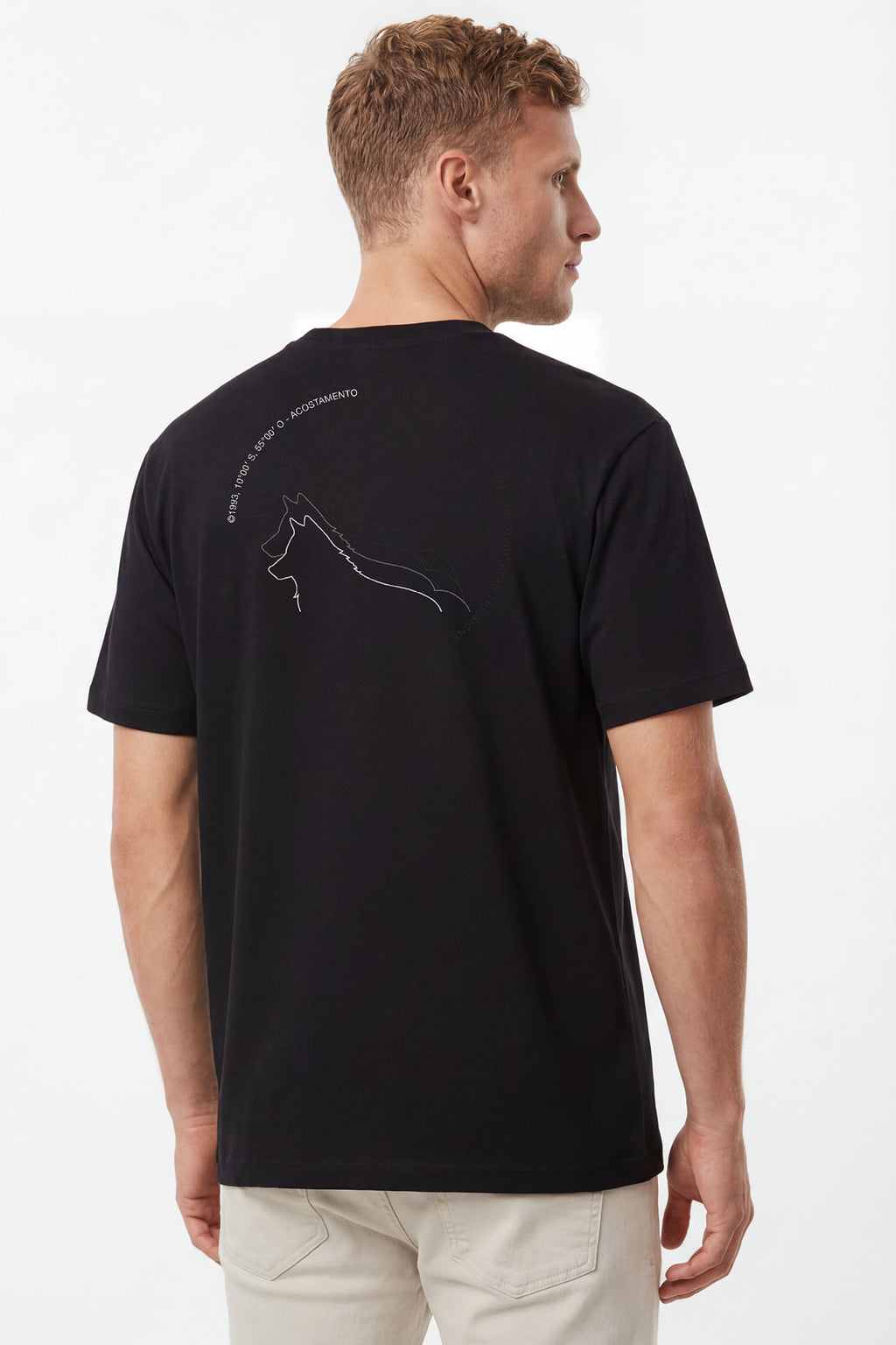 Camiseta Casual Minimalista Masculina Acostamento Preto
