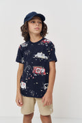 Camiseta Casual Lúdica Menino Acostamento Next Marinho