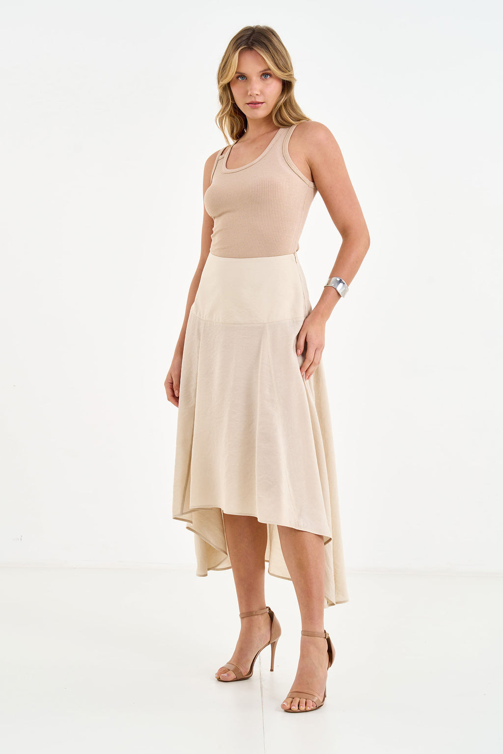 Saia Midi Assimétrica ACT Feminino Sand