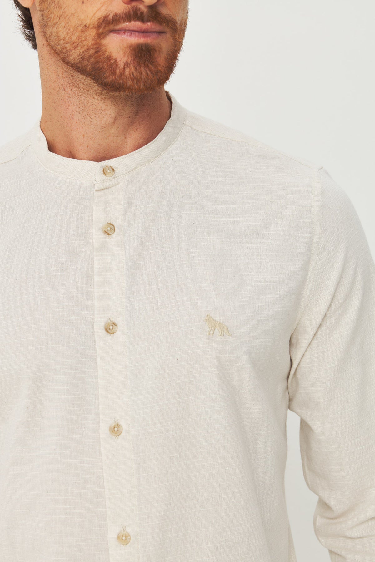 Camisa Manga Longa Gola Padre Masculina Acostamento Off White