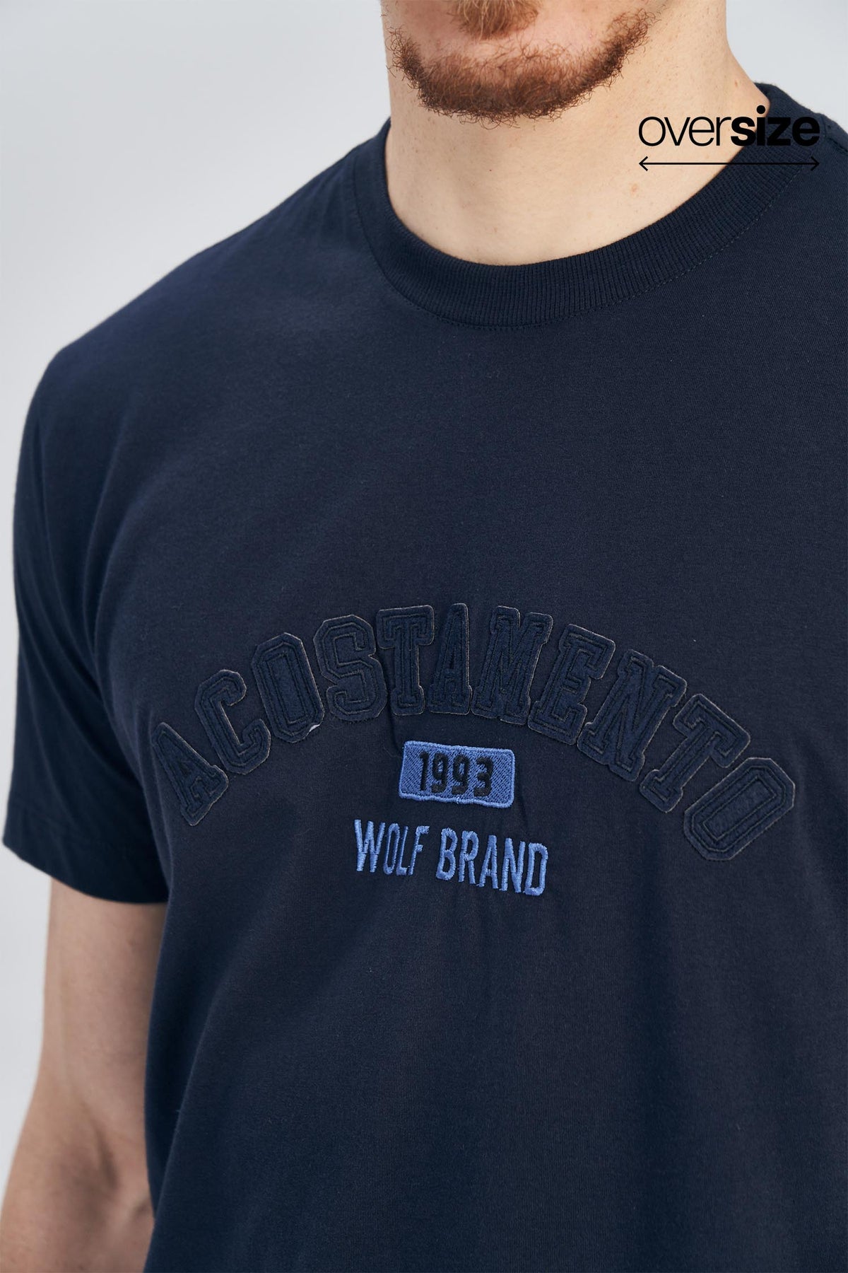 Camiseta Patch Lettering Masculina Oversize Acostamento Marinho