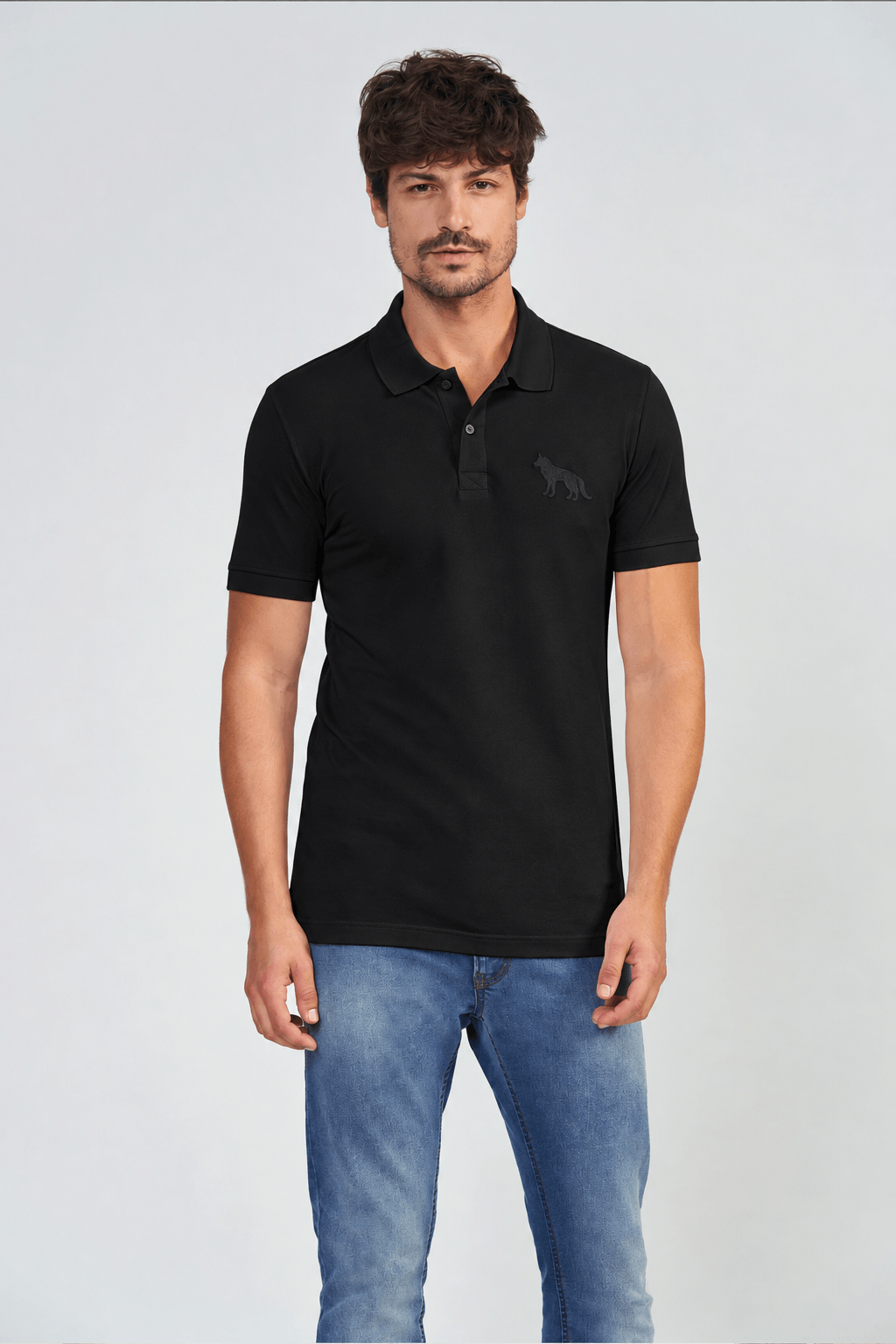 Polo Wolf Max Masculina Acostamento Preto