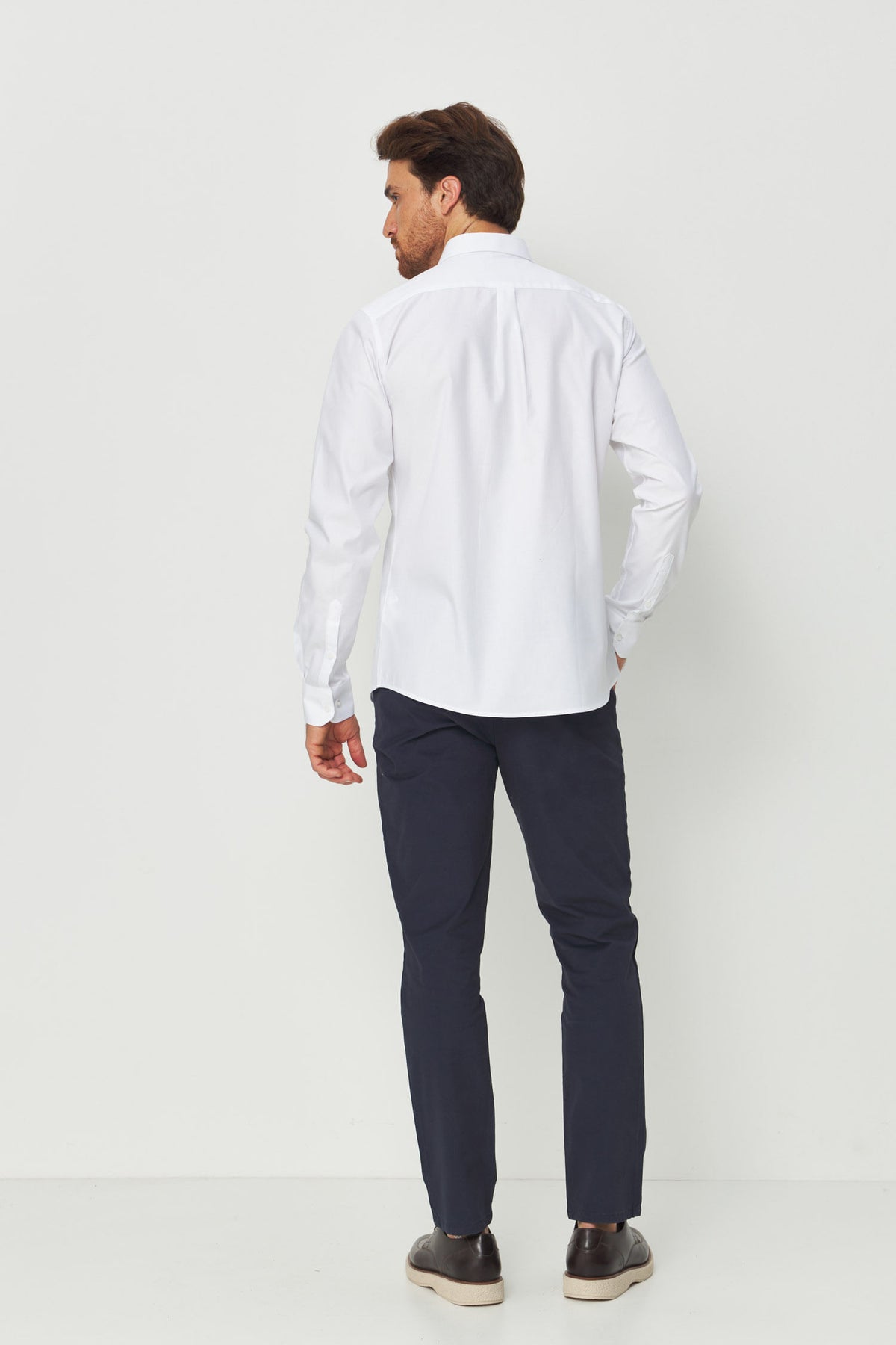 Camisa Manga Longa Scrivania Masculina Acostamento Branco