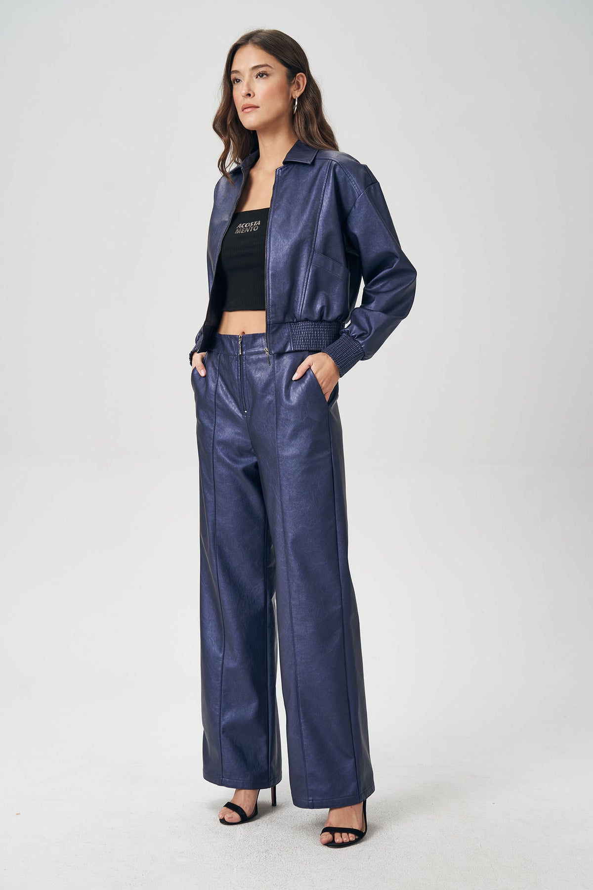 Jaqueta Bomber Sublime PU Feminina Acostamento Ultramarine