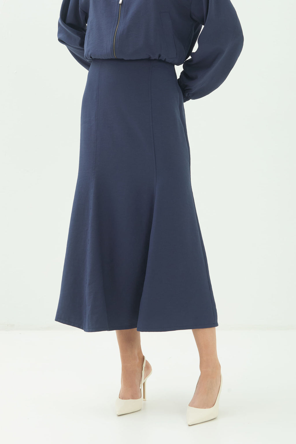 Saia Midi Casual Elegante ACT Feminina Royal Blue