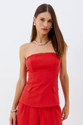 Blusa Alfaiataria Sem Alça ACT Feminino Hot Red