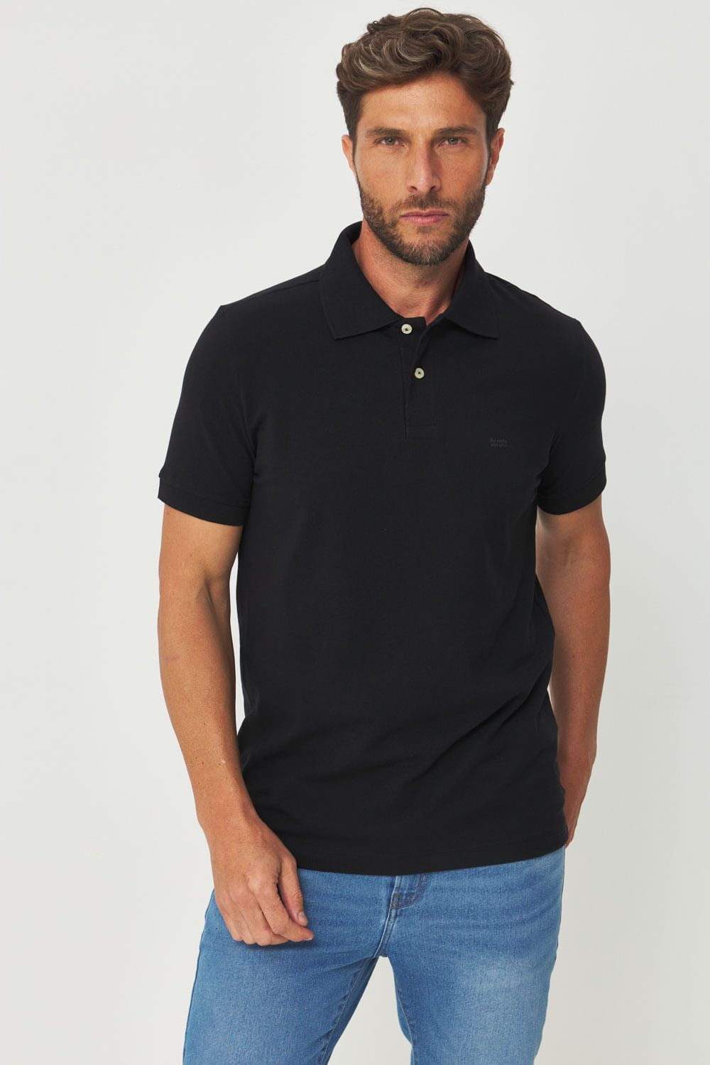 Polo Básica Touch Local Masculina Acostamento Preto