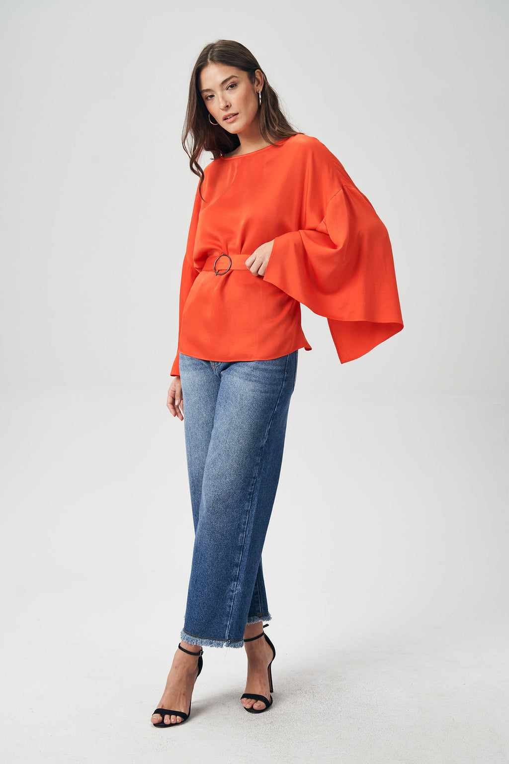 Blusa Manga Fluída Feminina Acostamento Orange Rust