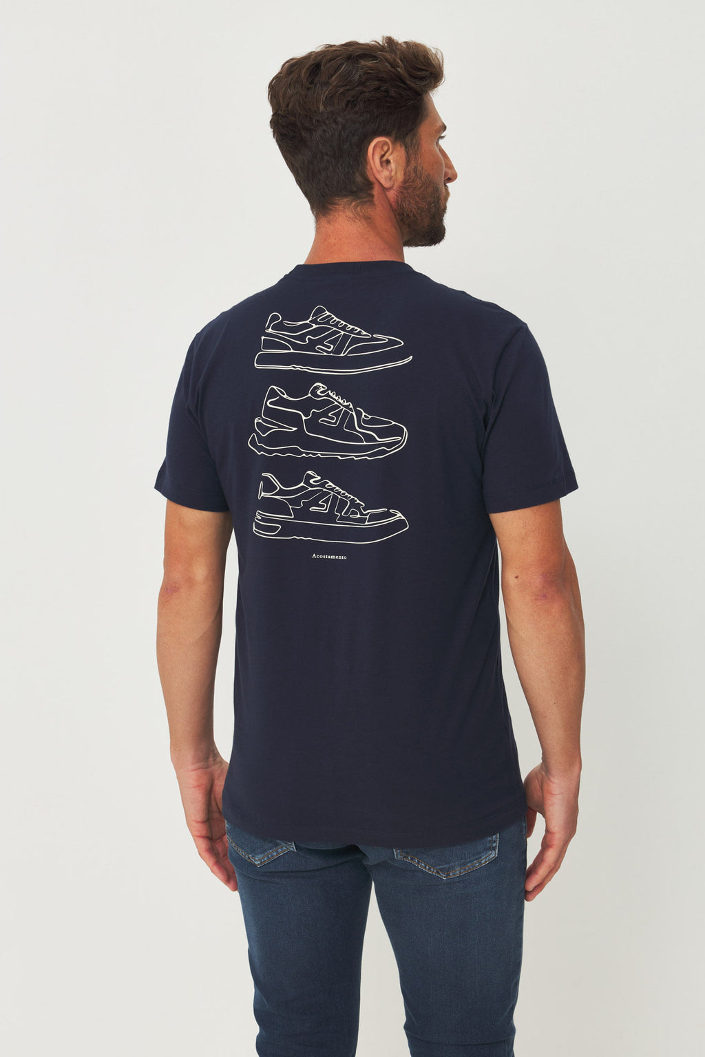 Camiseta Estampa Costas Masculina Acostamento Marinho