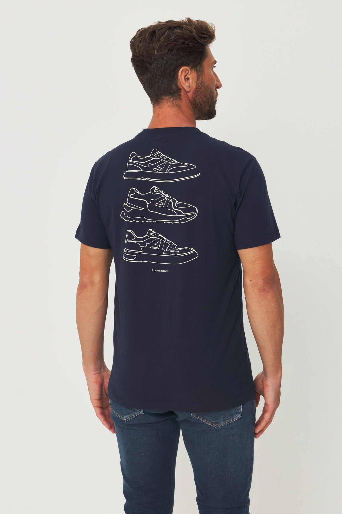 Camiseta Estampa Costas Masculina Acostamento Marinho
