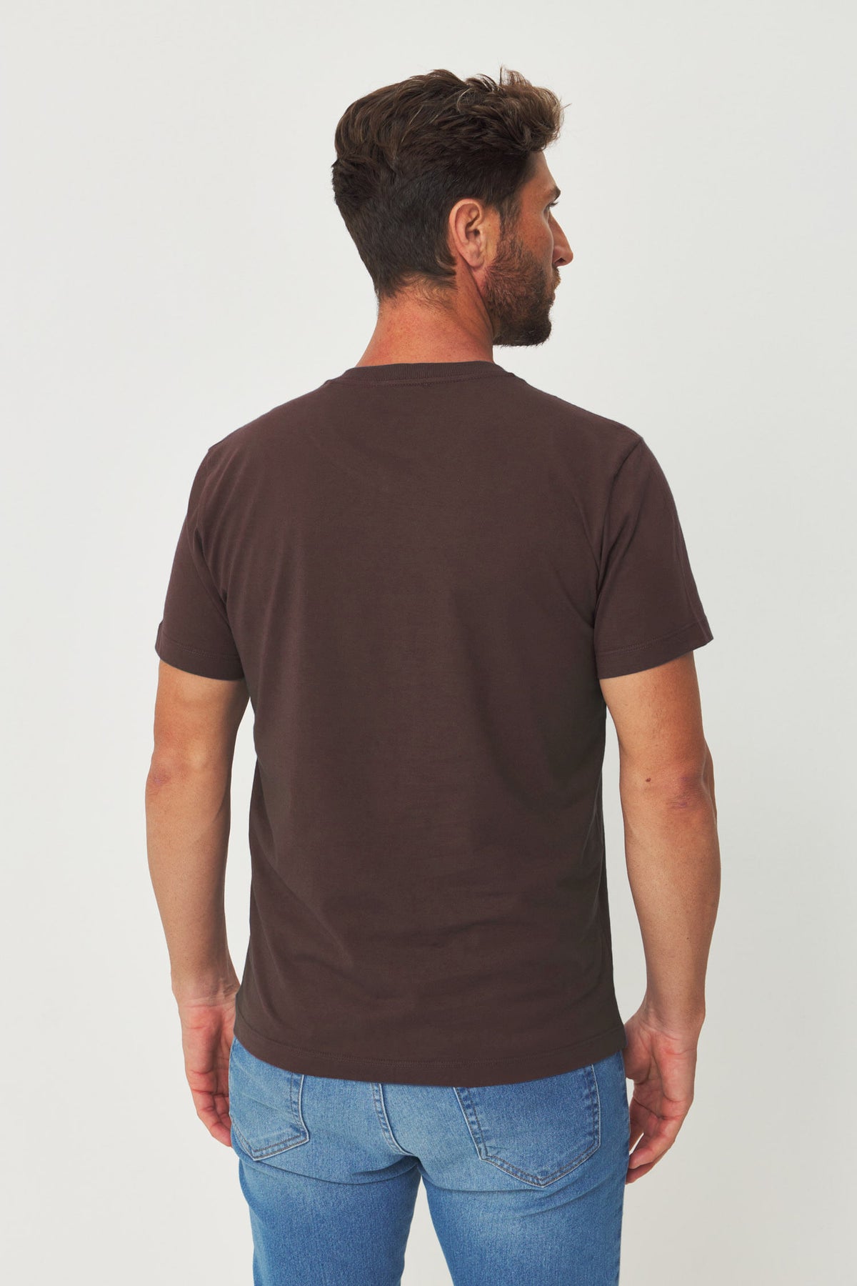 Camiseta Casual Gola V Masculina Acostamento Marrom Ipe