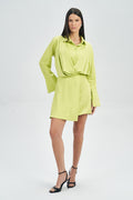 Vestido Curto Transpasse Feminino Acostamento Citrus Green
