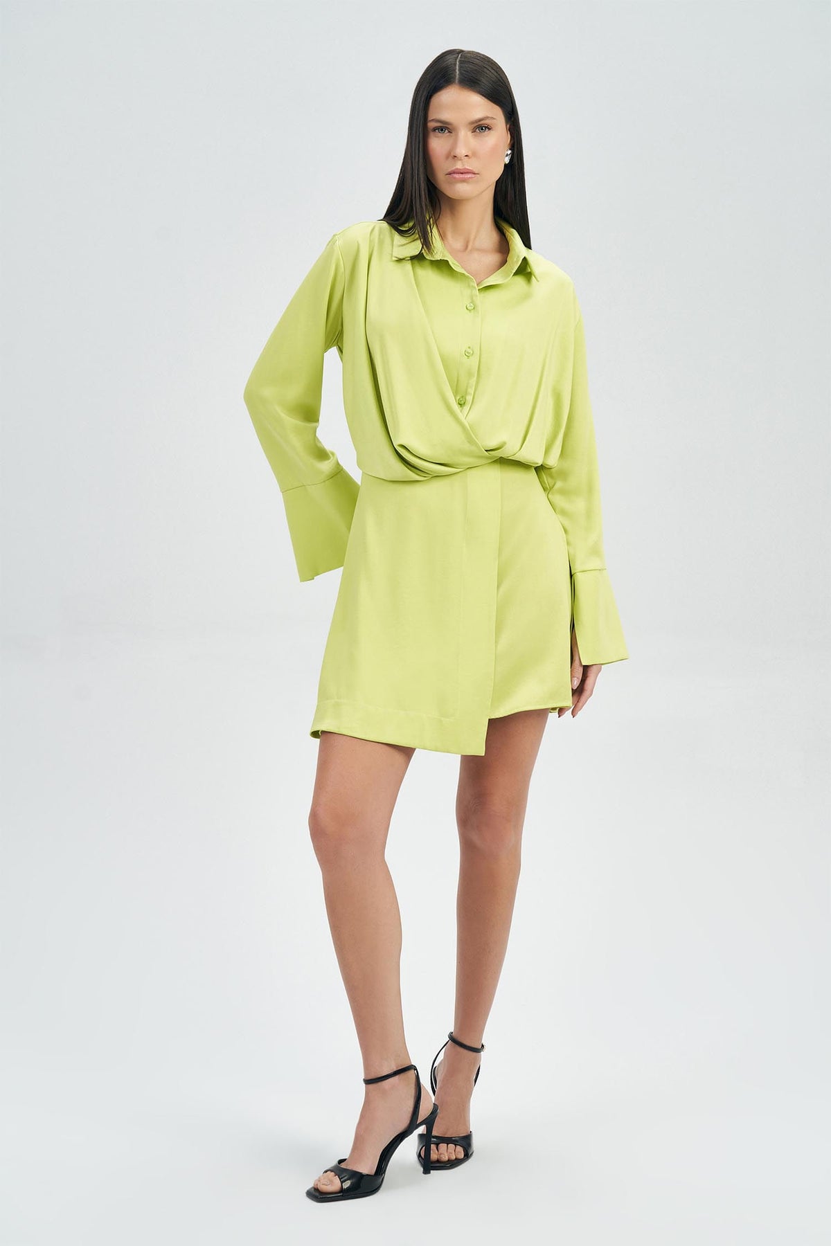 Vestido Curto Transpasse Feminino Acostamento Citrus Green