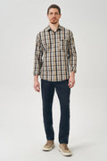 Camisa Manga Longa Xadrez com Bolso Masculina Acostamento Xadrez Grafite C/ Goanna