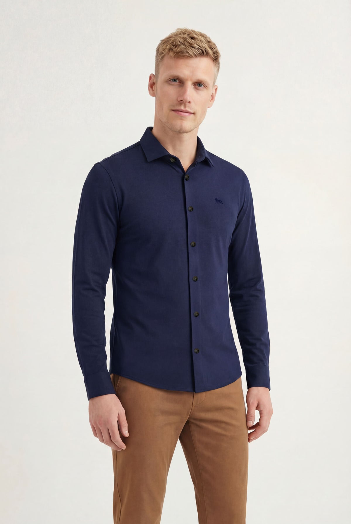 Camisa Básica Manga Longa Masculina Acostamento Marinho