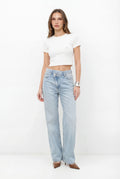 Calça Jeans Relaxed Casual ACT Feminina Jeans Claro