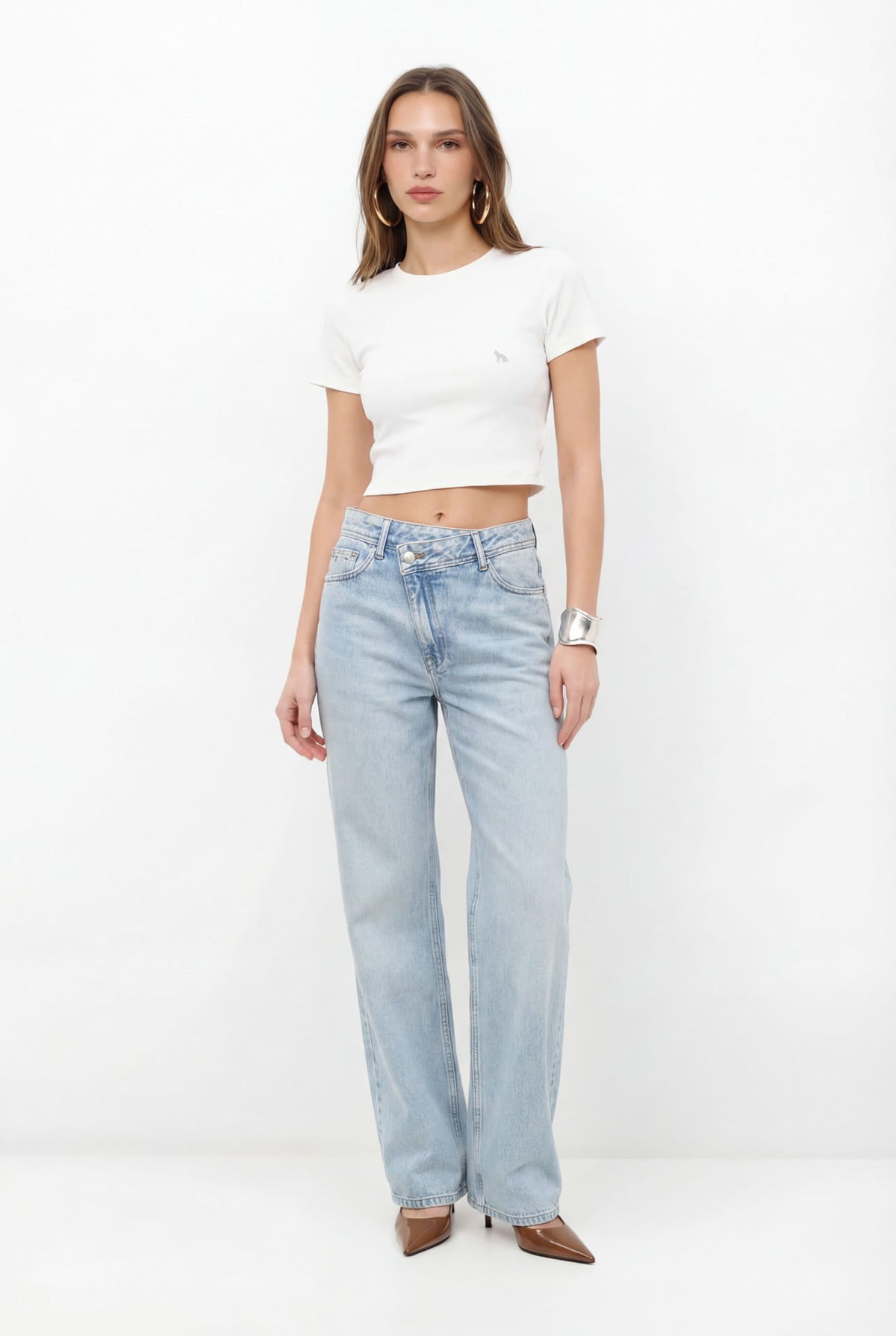 Calça Jeans Relaxed Casual ACT Feminina Jeans Claro
