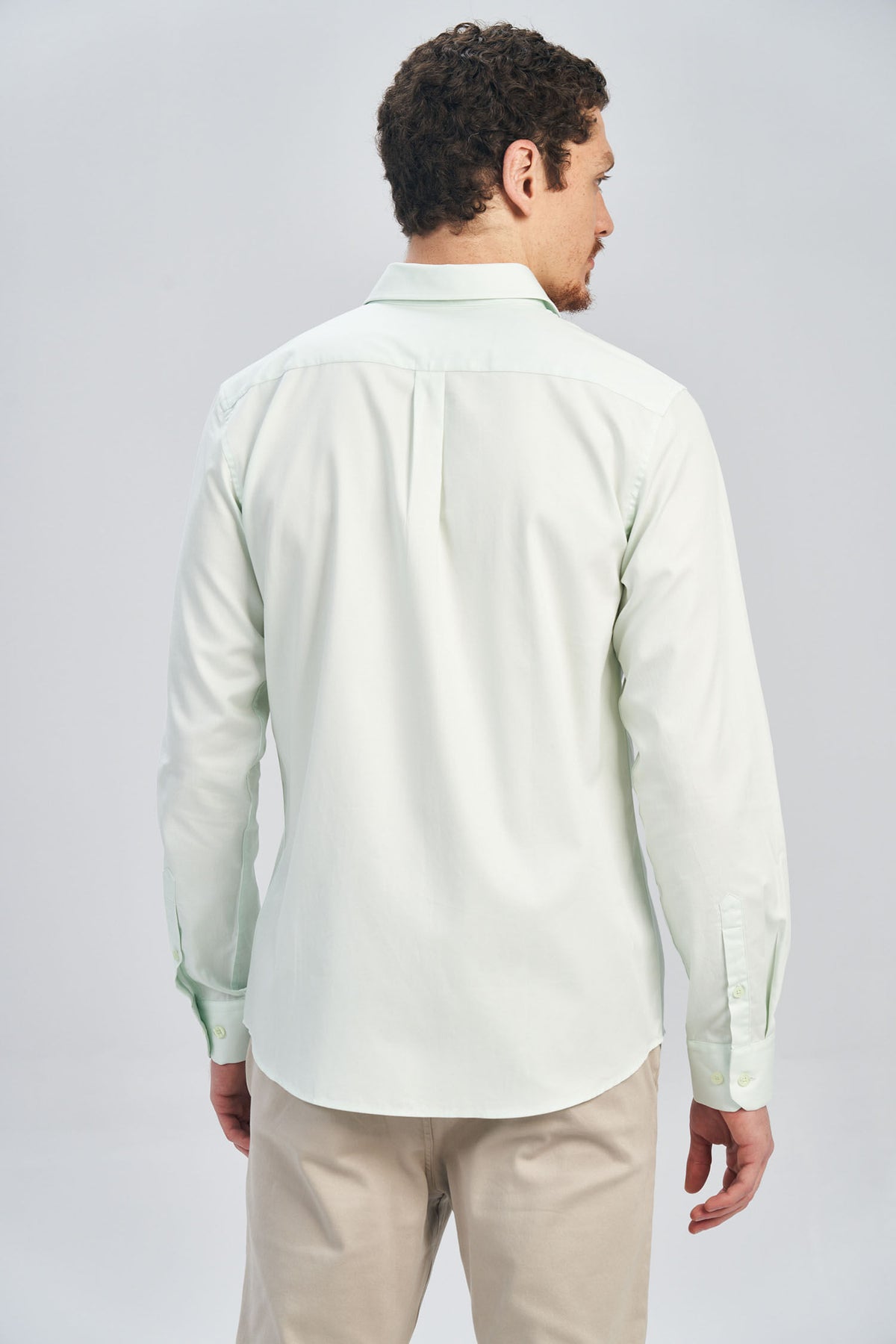 Camisa Manga Longa Scrivania Masculina Acostamento Verde Acqua