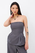 Blusa Alfaiataria Sem Alça Feminina Inblanche Grafite