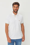 Polo Casual Detalhada Masculina Acostamento Off White