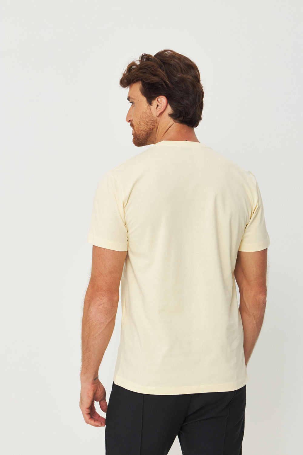 Camiseta Básica Lettering Touch Masculino Acostamento Amarelo Sunlight