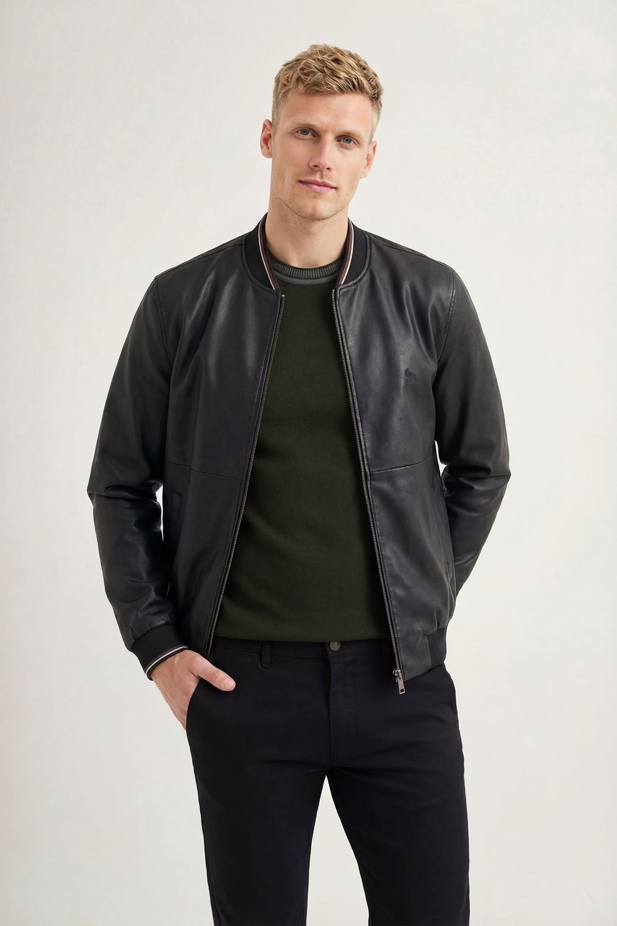 Jaqueta Bomber PU Masculino Acostamento Preto