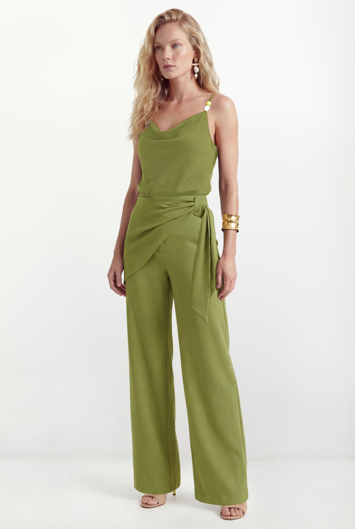 Calça Com Faixa Transpassada ACT Feminina Fresh Olive