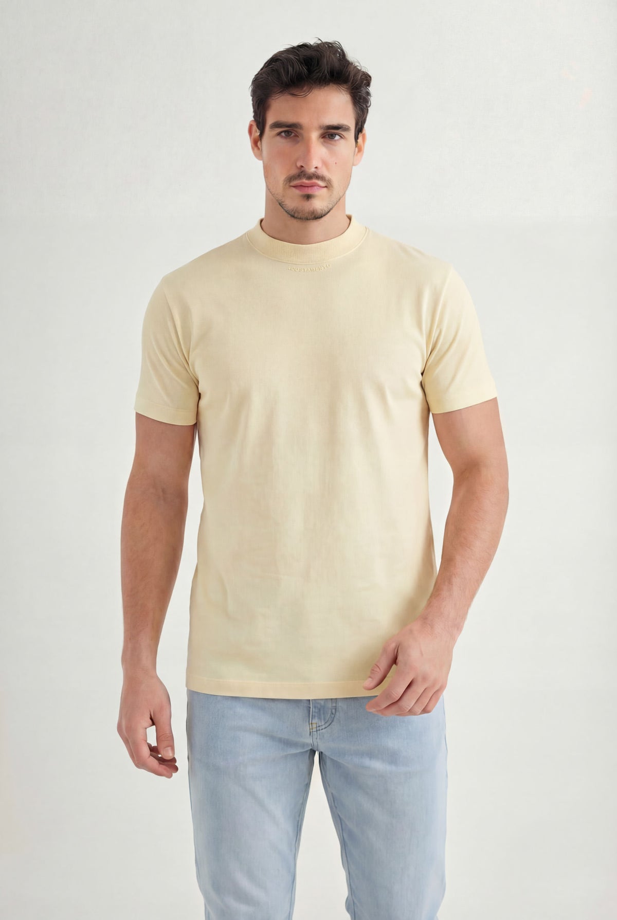 Camiseta Casual Gola Ribana Masculina Acostamento Amarelo Sunlight