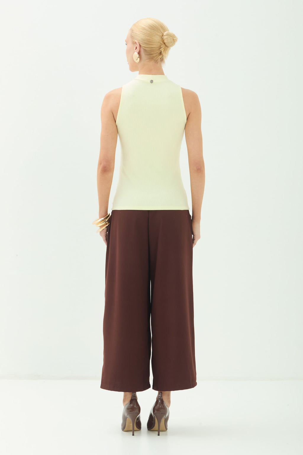 Blusa Canelada Gola Alta  ACT Feminino Light Yellow