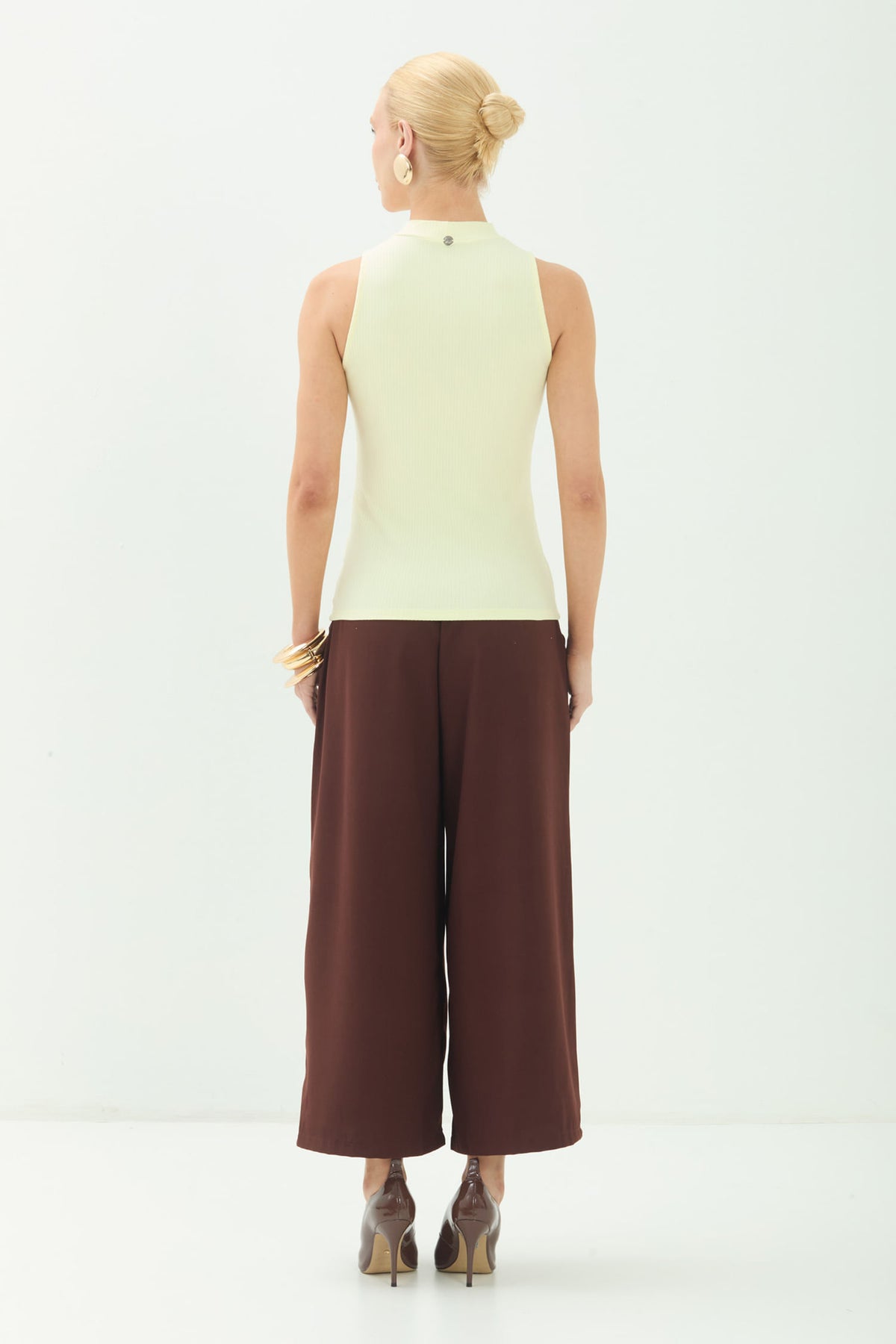 Blusa Canelada Gola Alta  ACT Feminino Light Yellow
