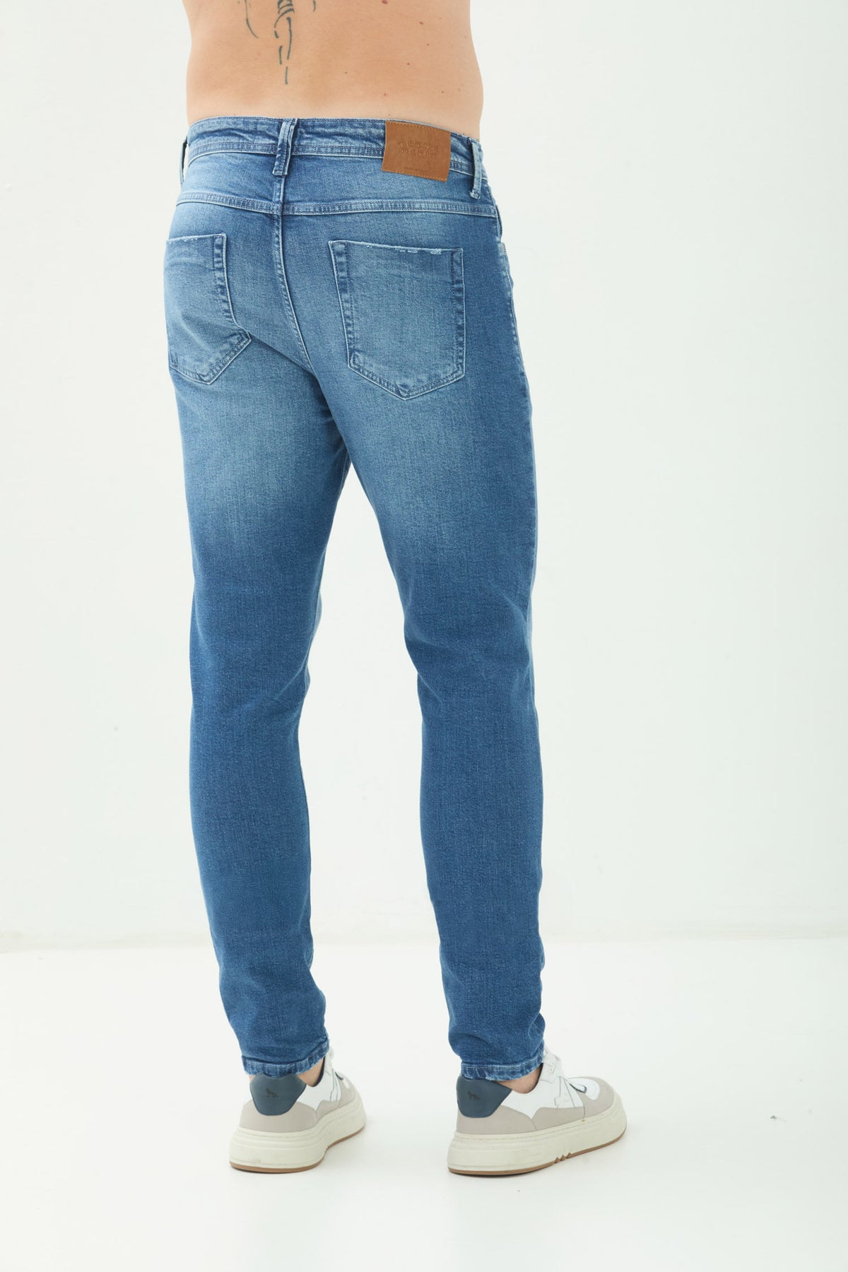 Calça Jeans Skinny Destroyed Masculina Acostamento Jeans Claro