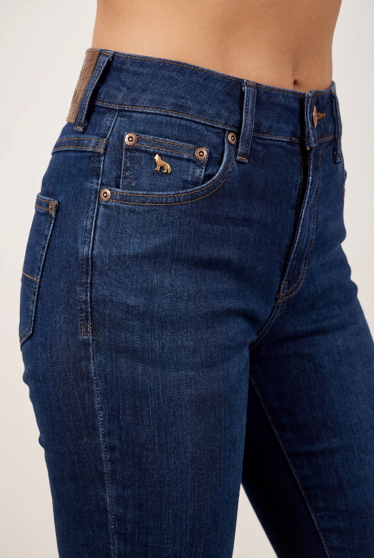 Calça Jeans Skinny Cintura Alta ACT Feminina Jeans Escuro