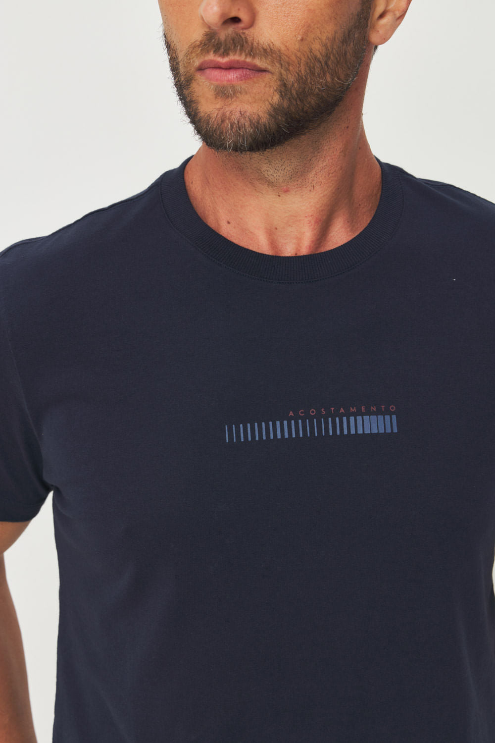 Camiseta Estampa Central Masculino Acostamento Marinho