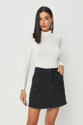 Blusa Basic Gola Alta ACT Feminino Off White