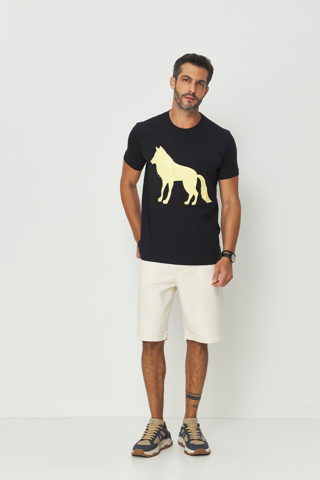 Bermuda Clássica Sarja Masculina Acostamento Off White