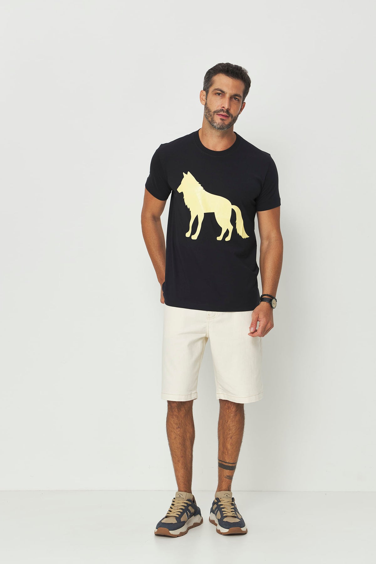 Bermuda Clássica Sarja Masculina Acostamento Off White