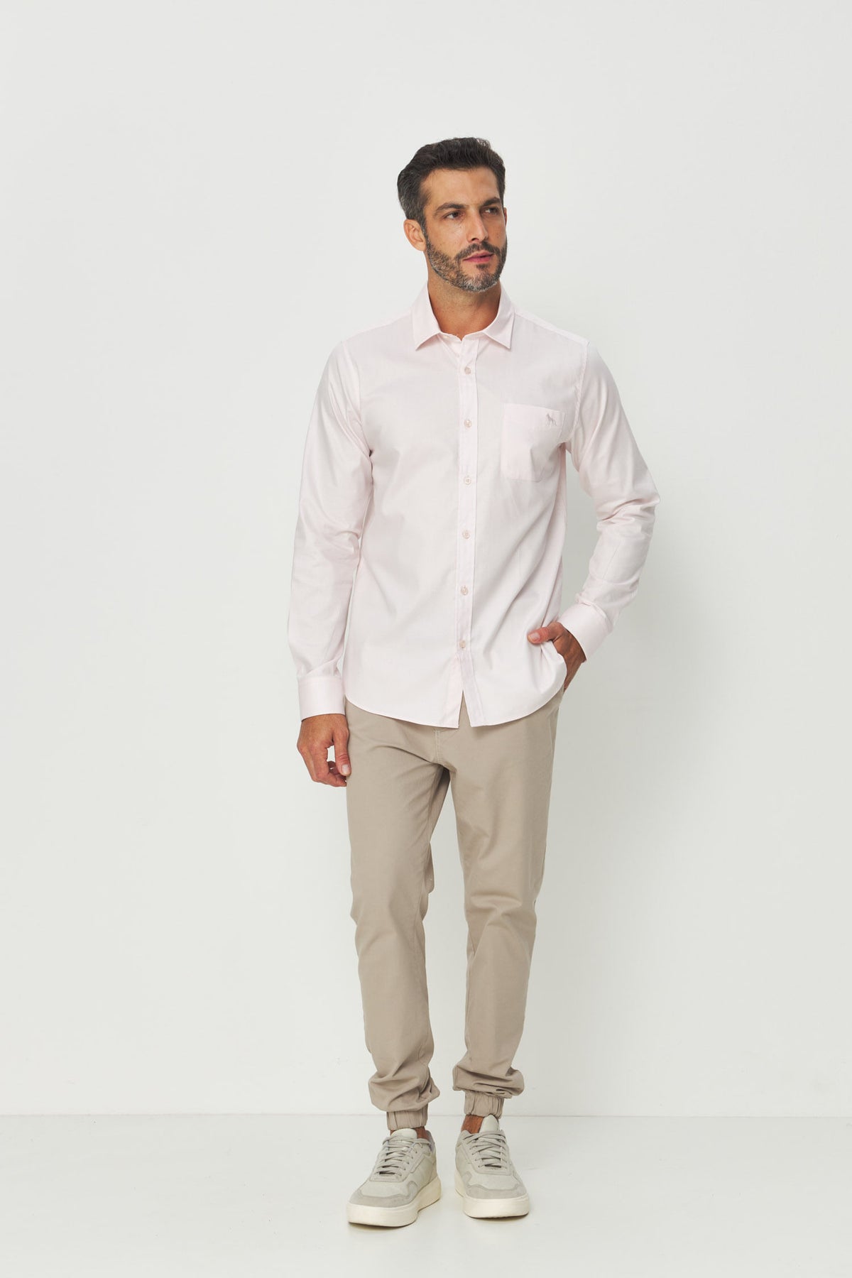Camisa Manga Longa Scrivania Masculina Acostamento Rosa