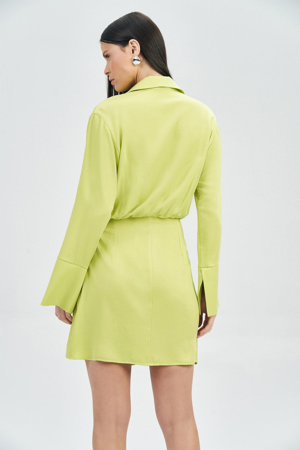 Vestido Curto Transpasse Feminino Acostamento Citrus Green